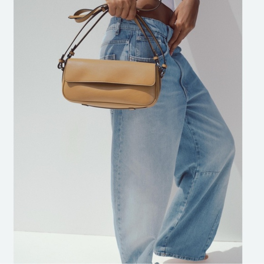 Tan Leather Shoulder Bag Zara